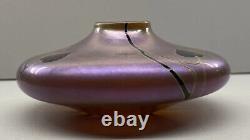 CRAIG ZWEIFEL Signed Studio Art Glass Aurene HANGING HEARTS VINES 4.5 x 2 Vase