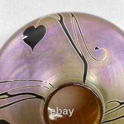 CRAIG ZWEIFEL Signed Studio Art Glass Aurene HANGING HEARTS VINES 4.5 x 2 Vase