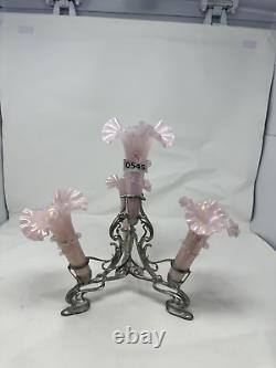 CZECH BOHEMIAN PINK With RIGORIE ART GLASS EPERGNE