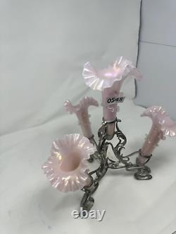 CZECH BOHEMIAN PINK With RIGORIE ART GLASS EPERGNE