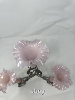 CZECH BOHEMIAN PINK With RIGORIE ART GLASS EPERGNE