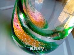 Caithness Glass Vase Deer Stag Green Stunning Green Pink and Orange pattern