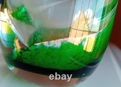 Caithness Glass Vase Deer Stag Green Stunning Green Pink and Orange pattern