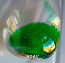 Caithness Glass Vase Deer Stag Green Stunning Green Pink and Orange pattern