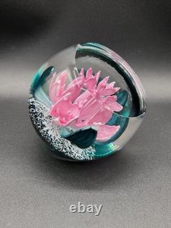 Caithness Pink Rhododendron Facet Art Glass Royal Botanic Garden Paperweight 3.5