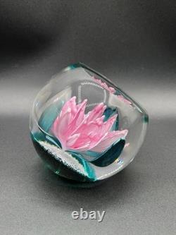Caithness Pink Rhododendron Facet Art Glass Royal Botanic Garden Paperweight 3.5