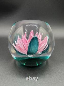 Caithness Pink Rhododendron Facet Art Glass Royal Botanic Garden Paperweight 3.5