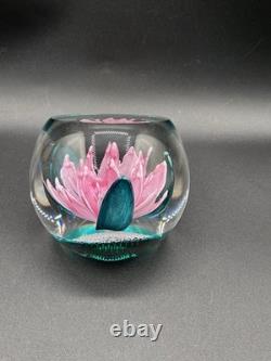Caithness Pink Rhododendron Facet Art Glass Royal Botanic Garden Paperweight 3.5