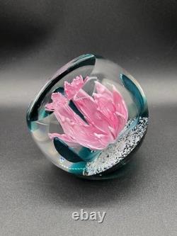 Caithness Pink Rhododendron Facet Art Glass Royal Botanic Garden Paperweight 3.5