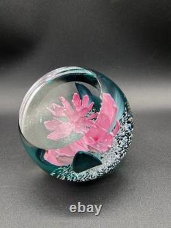 Caithness Pink Rhododendron Facet Art Glass Royal Botanic Garden Paperweight 3.5