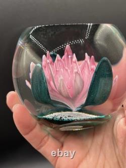 Caithness Pink Rhododendron Facet Art Glass Royal Botanic Garden Paperweight 3.5