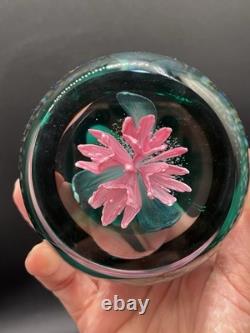 Caithness Pink Rhododendron Facet Art Glass Royal Botanic Garden Paperweight 3.5