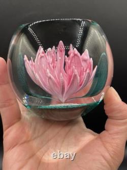 Caithness Pink Rhododendron Facet Art Glass Royal Botanic Garden Paperweight 3.5
