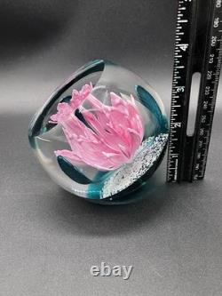 Caithness Pink Rhododendron Facet Art Glass Royal Botanic Garden Paperweight 3.5