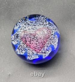 Caithness Scotland Paperweight Art Glass Signed Pink Heart Romance Signed Number