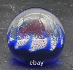 Caithness Scotland Paperweight Art Glass Signed Pink Heart Romance Signed Number