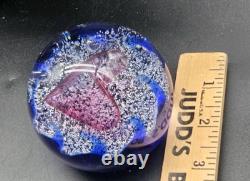Caithness Scotland Paperweight Art Glass Signed Pink Heart Romance Signed Number