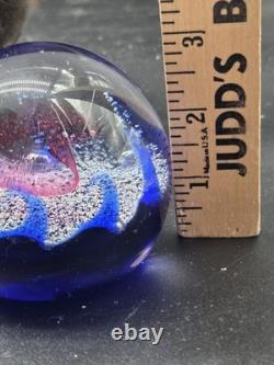 Caithness Scotland Paperweight Art Glass Signed Pink Heart Romance Signed Number