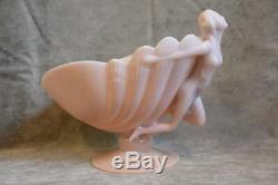 Cambridge Pink Art Glass Crown Tuscan Flying Nude Center Piece Bowl