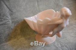 Cambridge Pink Art Glass Crown Tuscan Flying Nude Center Piece Bowl