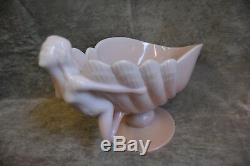 Cambridge Pink Art Glass Crown Tuscan Flying Nude Center Piece Bowl