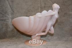 Cambridge Pink Art Glass Crown Tuscan Flying Nude Center Piece Bowl