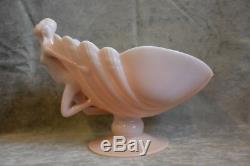 Cambridge Pink Art Glass Crown Tuscan Flying Nude Center Piece Bowl