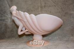 Cambridge Pink Art Glass Crown Tuscan Flying Nude Center Piece Bowl