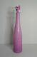 Carlo Moretti Art Glass Pink Bottle Decanter Flower Stopper Murano Italy