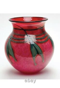 Charles Lotton Beautiful Pink Art Glass Vase Signed & Dated On Sale