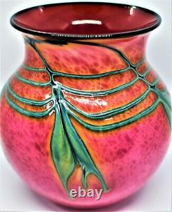 Charles Lotton Beautiful Pink Art Glass Vase Signed & Dated On Sale