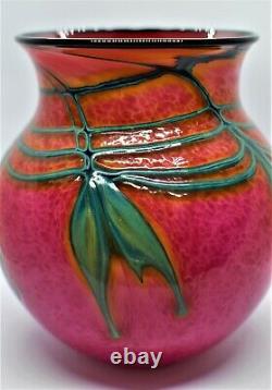 Charles Lotton Beautiful Pink Art Glass Vase Signed & Dated On Sale