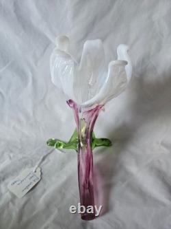 Charming Antique Pink Cranberry Vaseline Cornucopia Flower Shaped Glass Vase