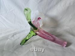 Charming Antique Pink Cranberry Vaseline Cornucopia Flower Shaped Glass Vase
