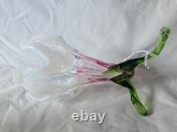 Charming Antique Pink Cranberry Vaseline Cornucopia Flower Shaped Glass Vase
