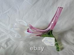 Charming Antique Pink Cranberry Vaseline Cornucopia Flower Shaped Glass Vase