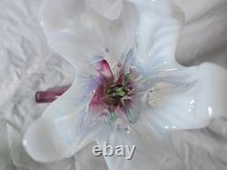 Charming Antique Pink Cranberry Vaseline Cornucopia Flower Shaped Glass Vase