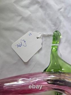 Charming Antique Pink Cranberry Vaseline Cornucopia Flower Shaped Glass Vase