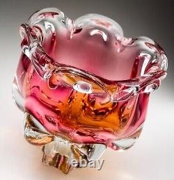 Chribská 242/3/20 Glass Pink Vase 70s Czech Republic Josef Hospodka Mid Century
