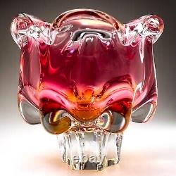 Chribská 242/3/20 Glass Pink Vase 70s Czech Republic Josef Hospodka Mid Century