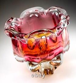 Chribská 242/3/20 Glass Pink Vase 70s Czech Republic Josef Hospodka Mid Century