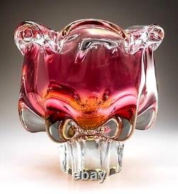 Chribská 242/3/20 Glass Pink Vase 70s Czech Republic Josef Hospodka Mid Century