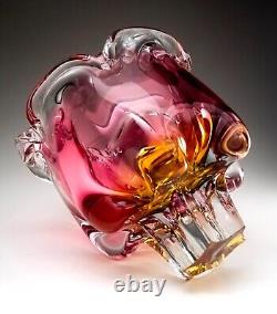 Chribská 242/3/20 Glass Pink Vase 70s Czech Republic Josef Hospodka Mid Century