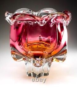 Chribská 242/3/20 Glass Pink Vase 70s Czech Republic Josef Hospodka Mid Century