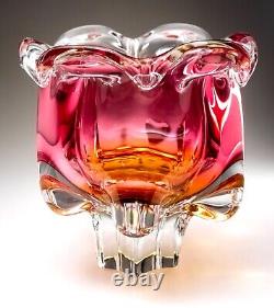 Chribská 242/3/20 Glass Pink Vase 70s Czech Republic Josef Hospodka Mid Century
