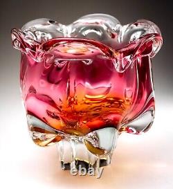 Chribská 242/3/20 Glass Pink Vase 70s Czech Republic Josef Hospodka Mid Century