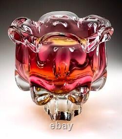 Chribská 242/3/20 Glass Pink Vase 70s Czech Republic Josef Hospodka Mid Century