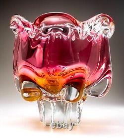 Chribská 242/3/20 Glass Pink Vase 70s Czech Republic Josef Hospodka Mid Century