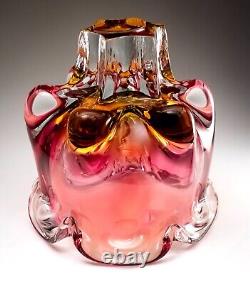 Chribská 242/3/20 Glass Pink Vase 70s Czech Republic Josef Hospodka Mid Century