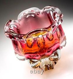 Chribská 242/3/20 Glass Pink Vase 70s Czech Republic Josef Hospodka Mid Century